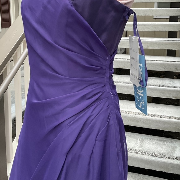 Jordon amethyst purple one shoulder maxi prom pageant gown NWT size 10 - Picture 3 of 14